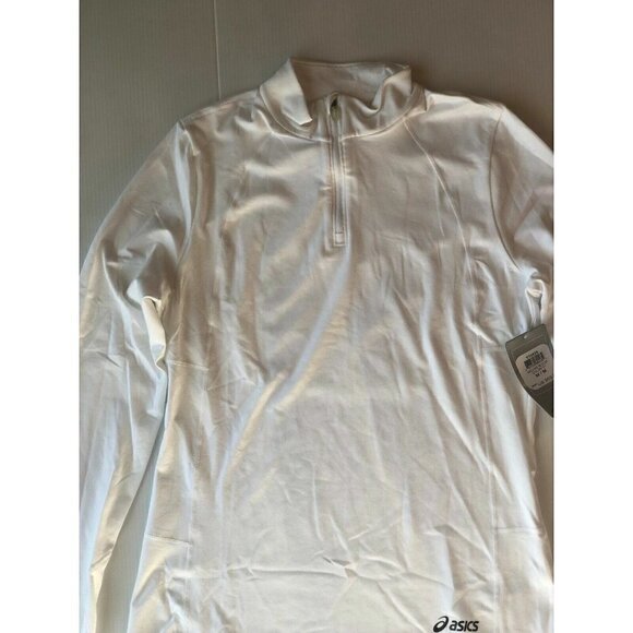 ASICS Womens White Active Soft Quarter Zip Mock Neck Thumbhole Pullover Size S - Picture 5 of 9